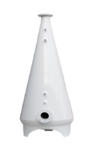 The main body of the equipment is a strikingly bright white conical shape, made of corrosion-resistant fiberglass. Its core design is a conical structure that is narrower at the top and wider at the bottom. This shape is intended to guide the water flow to form a specific flow pattern, thereby maximizing the contact area and time between water and air, and effectively increasing the dissolved oxygen content in the water body. There is a small opening at the top of the cone, and a pipe interface is installed on the bottom side. The entire device is securely mounted on a black circular base. The picture uses a pure white background and a vertically-oriented, centered composition to professionally highlight the simple structure and function-oriented industrial design of the product. The bright yellow color not only enhances the product's recognizability but may also serve as a safety warning. This equipment is typically applied in fields such as aquaculture, wastewater treatment, and ecological restoration, and is an efficient and durable aeration or oxygen transfer enhancement device.