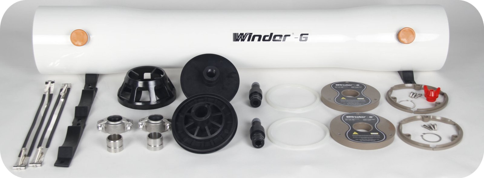 This picture professionally and clearly presents the complete structure and working principle of the 8-inch side-opening reverse osmosis membrane housing of the Hedelong brand, perfectly combining the physical appearance with the description of the core internal structure. The picture adopts a professional layout with left and right sections. On the right side, two white, cylindrical FRP (fiberglass reinforced plastic) membrane shells are displayed in a diagonal arrangement. One of the end caps is clearly marked with the word "Side Port", directly indicating its core interface design for lateral water intake/outlet. On the left side, two enlarged cross-sectional views are provided, respectively revealing the internal structure with side end caps and open ends: the orange central area represents the installation position of the RO membrane element, the white circular flow channel shows the water flow path, and the clear blue arrows intuitively indicate the standard reverse osmosis process where water enters from the side port, circulates around the membrane element, and the purified water is output from the central tube. The pure white background highlights the product itself to the fullest extent. This combination of physical objects and cross-sectional views effectively demonstrates that this membrane shell is the core pressure vessel in the industrial reverse osmosis system. Its side-opening design facilitates the system's piping and integration. The 8-inch large diameter is suitable for high flow requirements, and the precise internal flow channel design ensures uniform water distribution and stable desalination efficiency. The overall picture is intuitive and professional, effectively conveying the core values of reliable product structure, efficient performance, and ease of understanding.