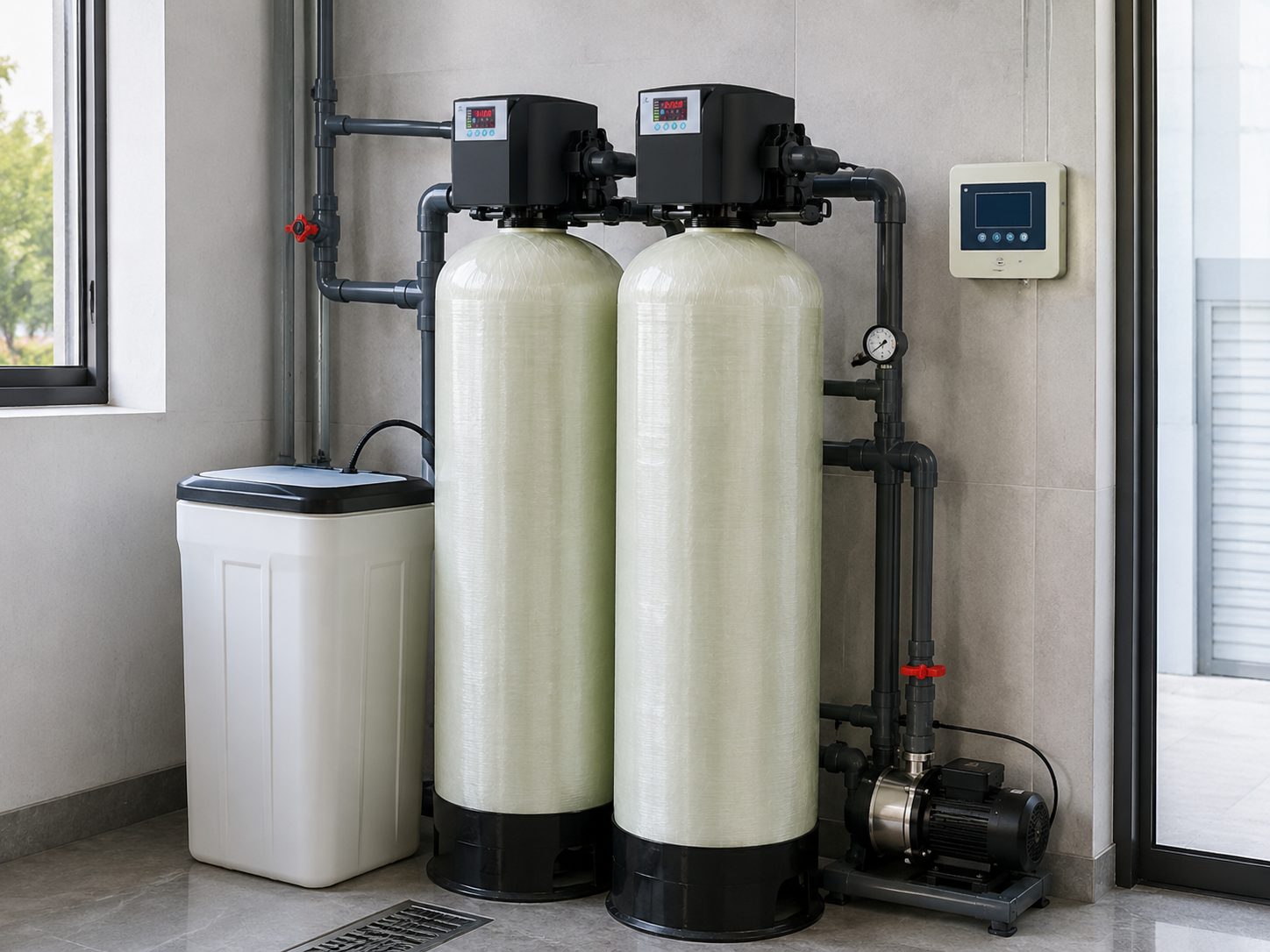 F143 control valve combined with filtration and softening(7m³/h