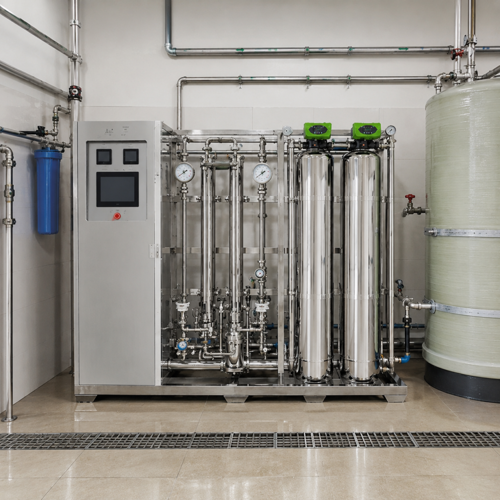 Integrated Stainless Steel RO Water Treatment System with PLC Touch Screen 250L/h 500L/h