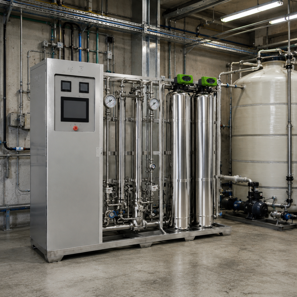 Integrated Stainless Steel RO Water Treatment System with PLC Touch Screen 250L/h 500L/h