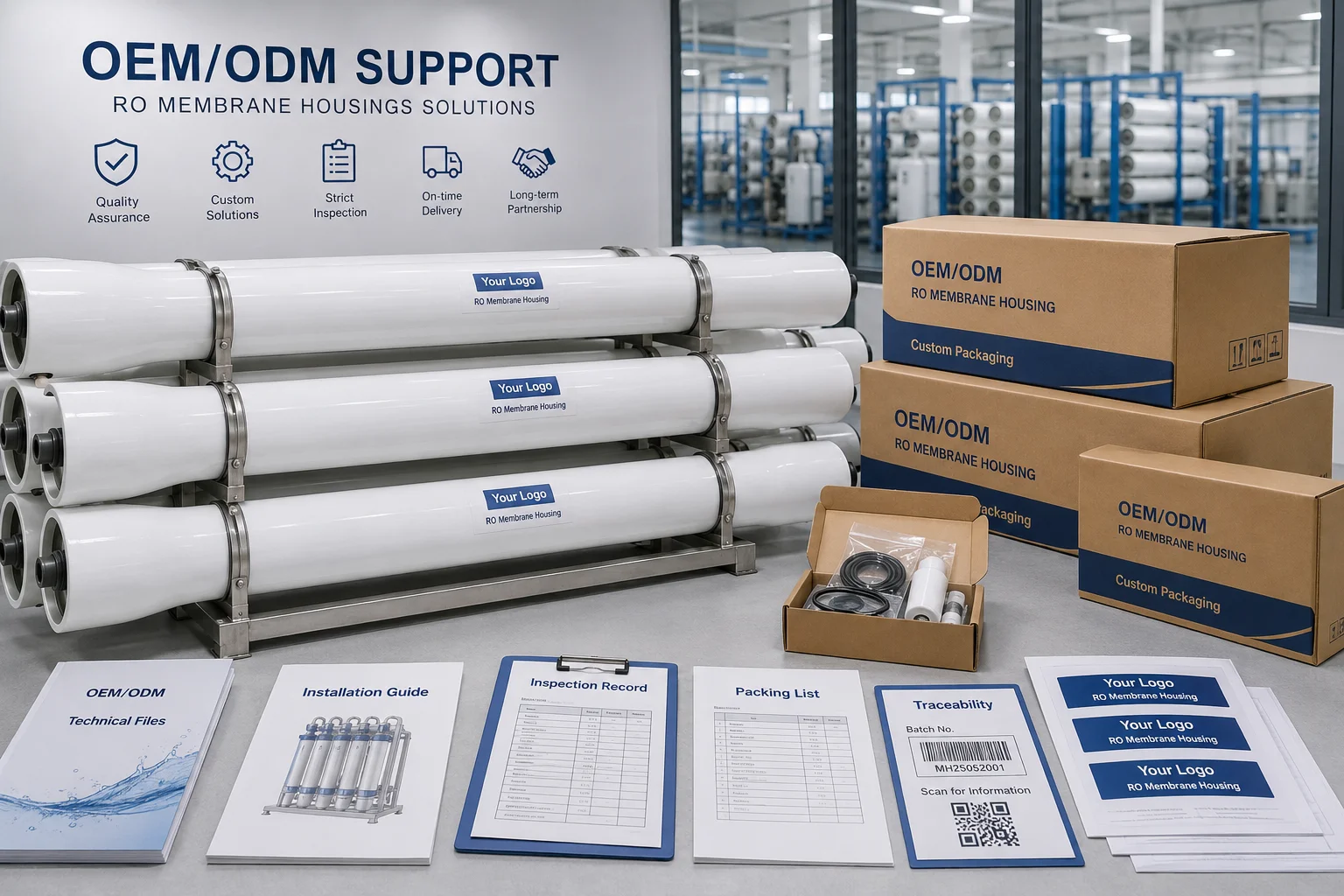 RO membrane housings supplier OEM ODM packaging branding and technical files