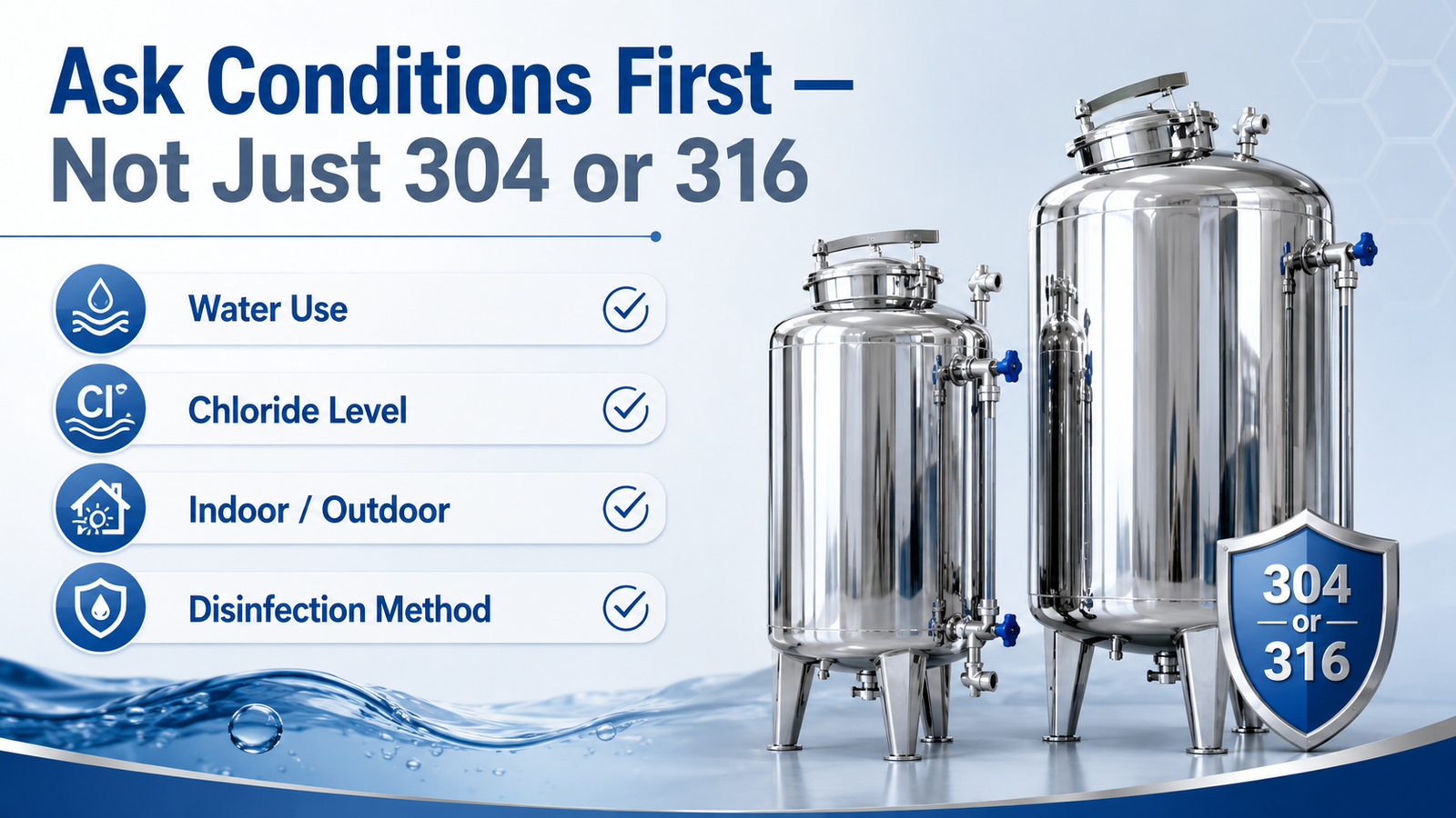 304 316 stainless steel tank selection