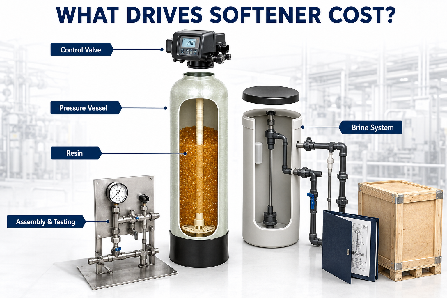water softeners components that affect price