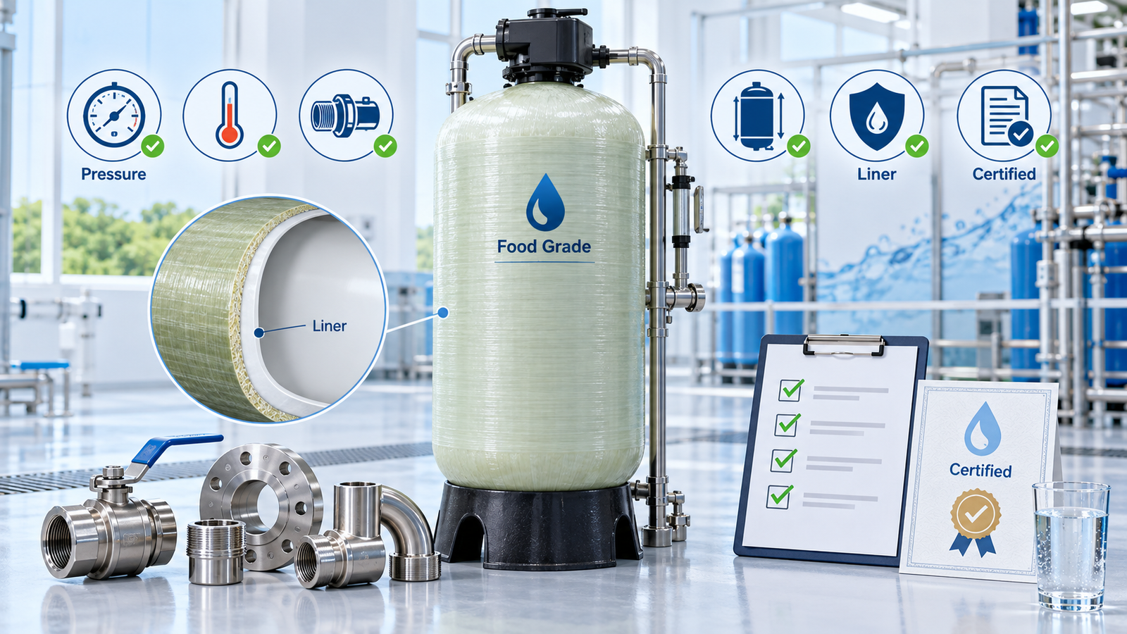 filter tank water food grade FRP tank specifications