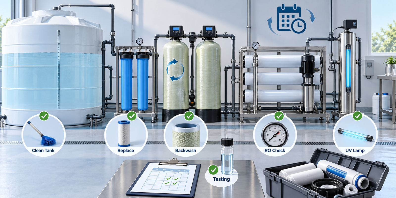 filter tank water maintenance schedule for safe drinking