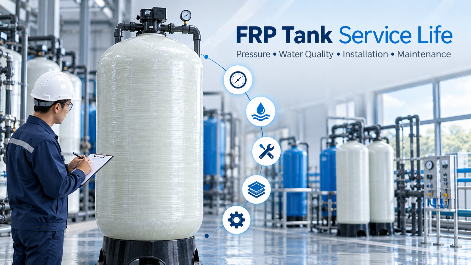 FRP water treatment tank service life and durability
